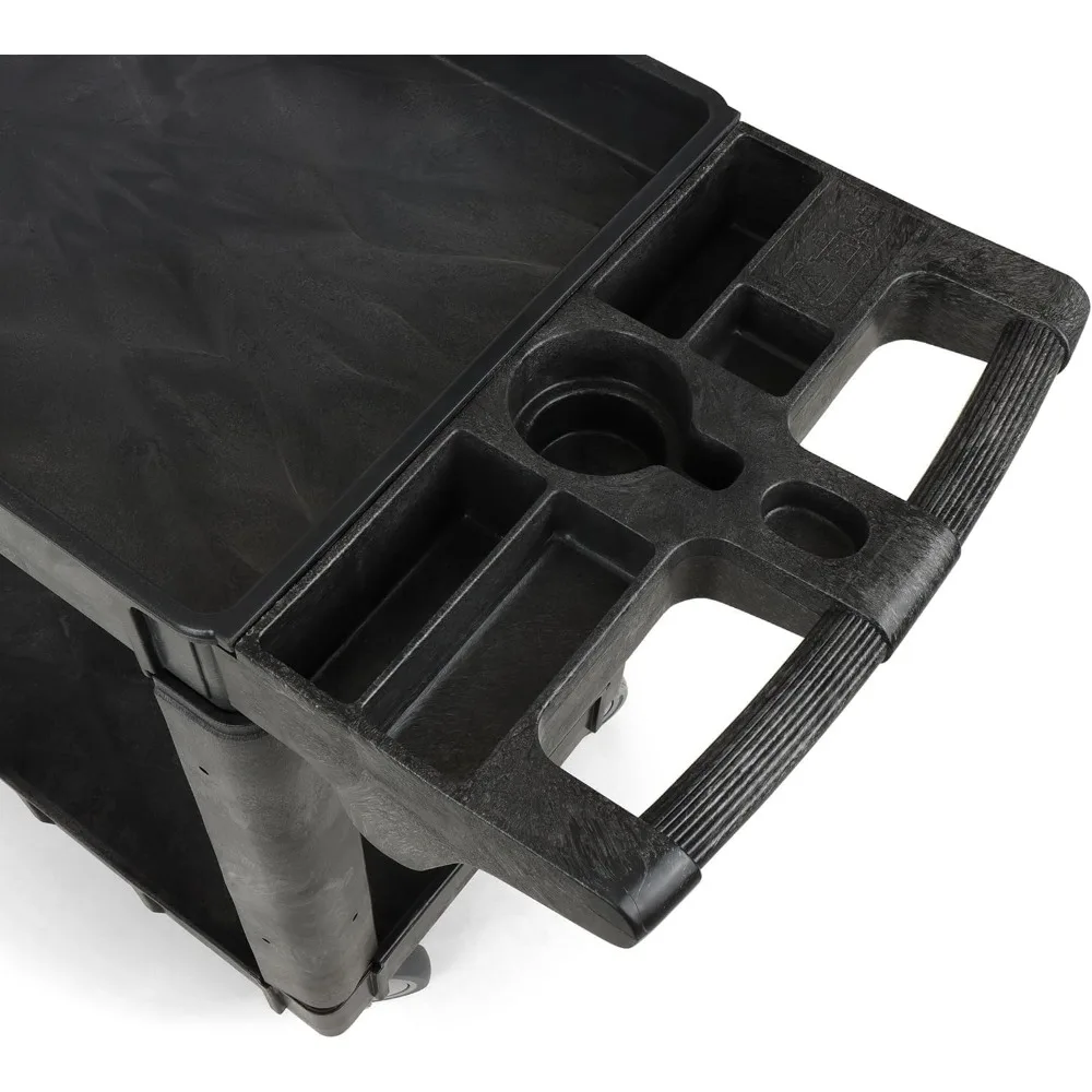 Rolling Utility Cart on Wheels Heavy Duty with Ergonomic Handle Deep Shelfs for Garage