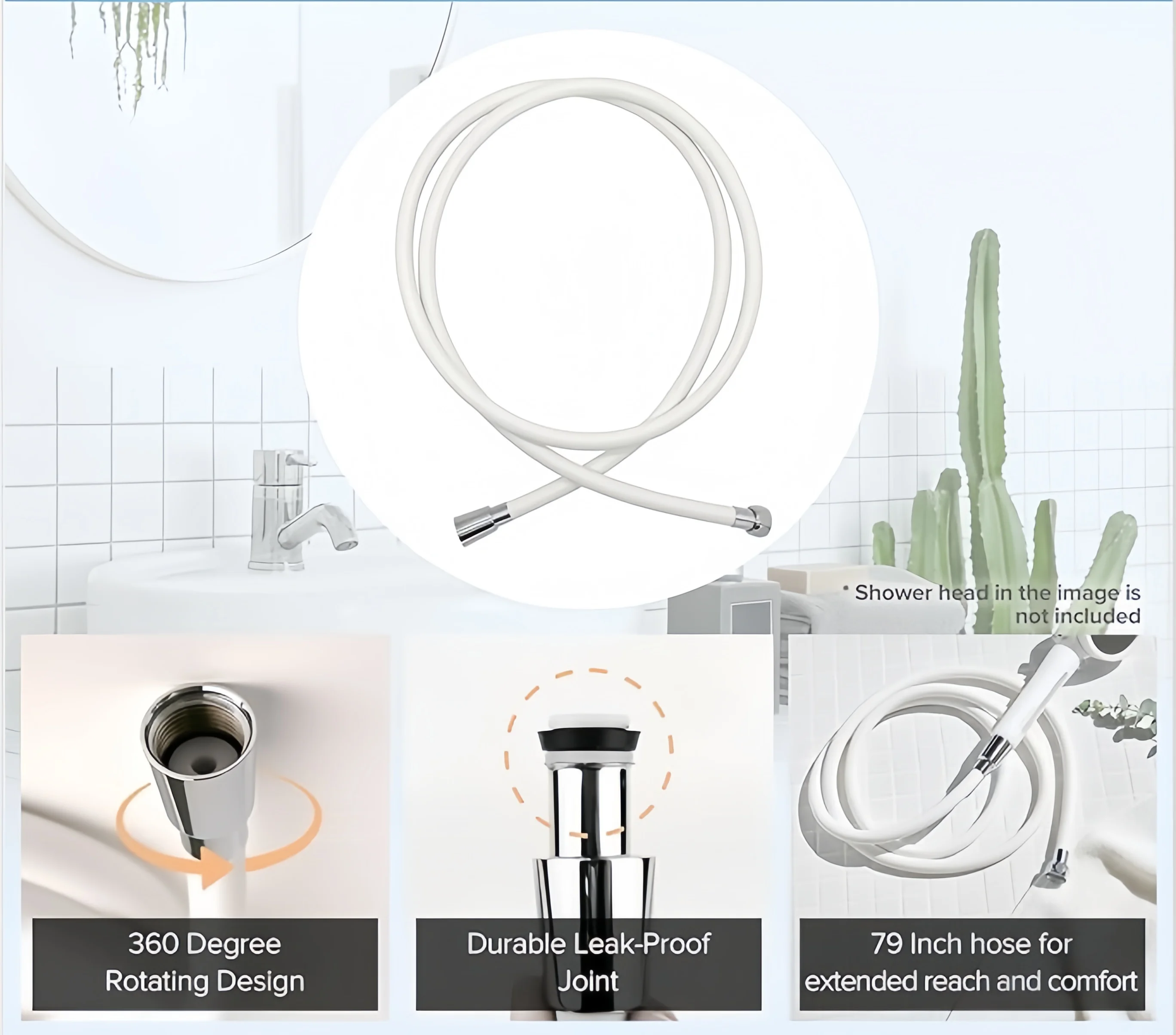 Shower Hose 1.5/2M Silicone Flexible Shower Hose Anti-Winding Extension High Pressure Pipe Showerhead Tube Bathroom Faucte Accessorie