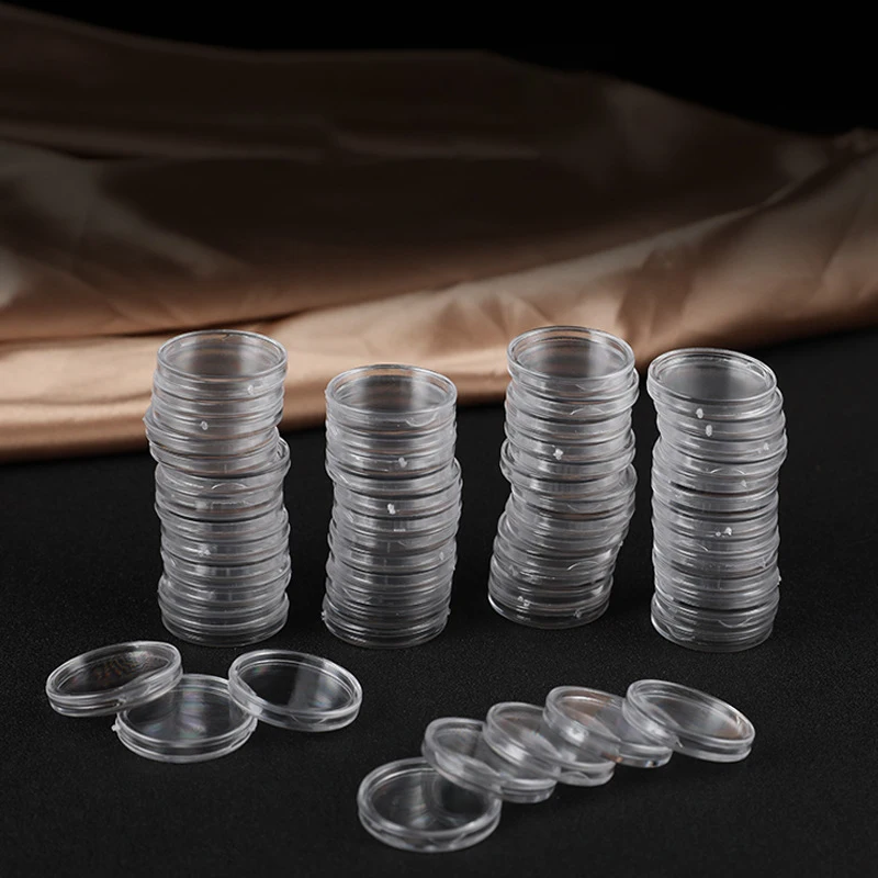 10pcs/lot Coins Storage Capsules Plastic Coin Holder Coin Protection Box Transparent Acrylic Small Circular Box Diameter 21-45mm 6