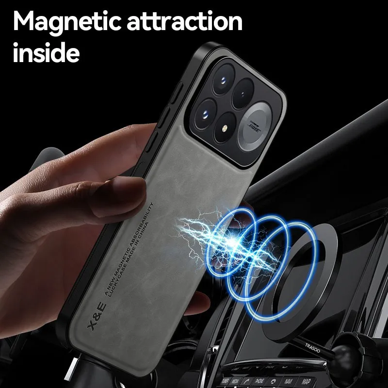 Magnetic Leather Soft Silicone Phone Cover with Car Holder Function