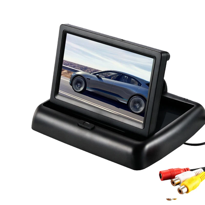 Foldable 4.3" TFT LCD HD800*480 Screen Car Monitor Reverse Parking monitor with 2 video input,8 led car Rearview camera gift