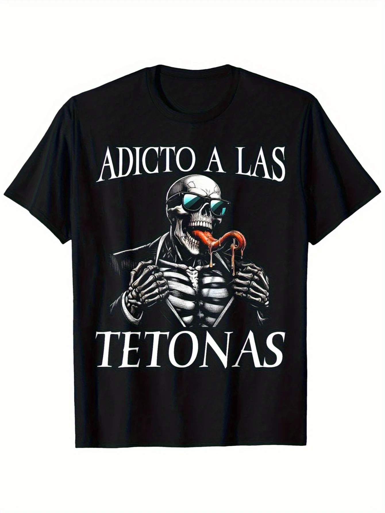 Calacas Chidas Gym Lustiges satirisches Slang-T-Shirt mit mexikanischen Totenkopf-Sprüchen, lässiges Oberteil, lässiger Sommer | Rundhals-T-Shirt