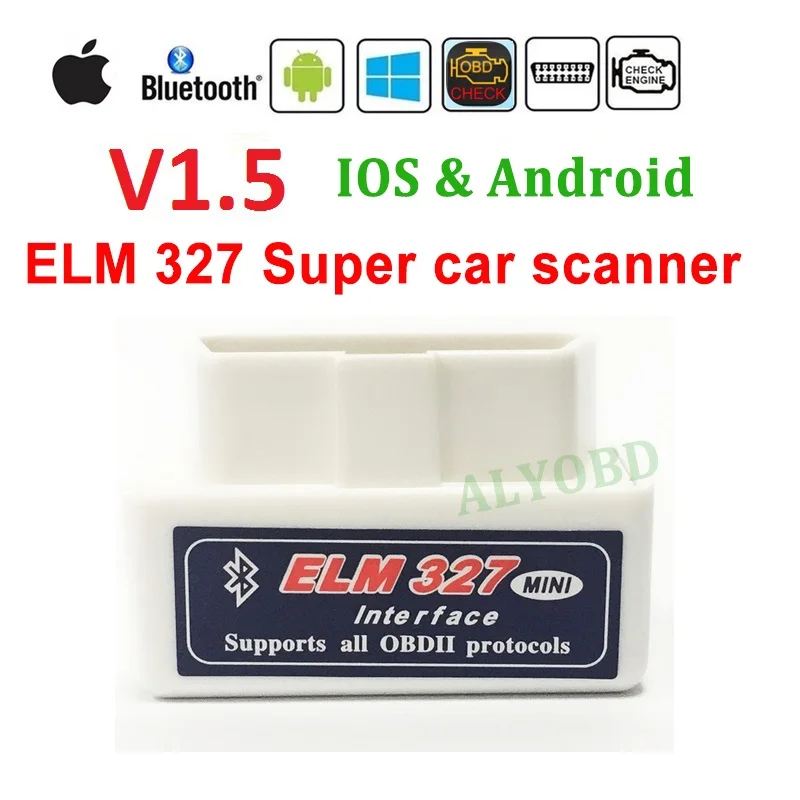button V1.5 switch on/ off 327 code Reader car scanner bluetooth V1.5 elm327 move error code mini vehicle scanner phone work 327