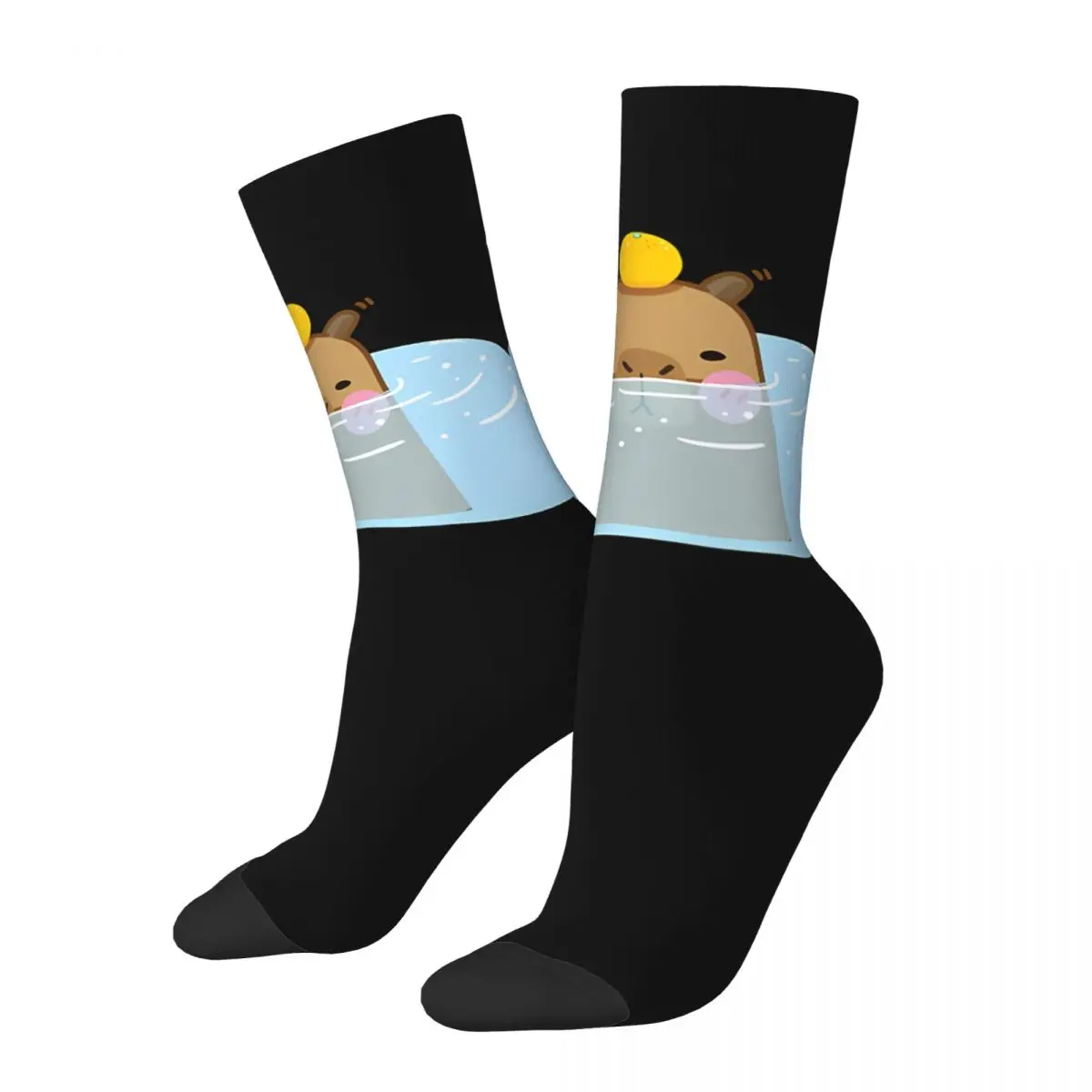 

Hip Hop Vintage Orange Crazy Men's compression Socks Unisex Capybara Harajuku Seamless Printed Funny Novelty Happy Crew Sock