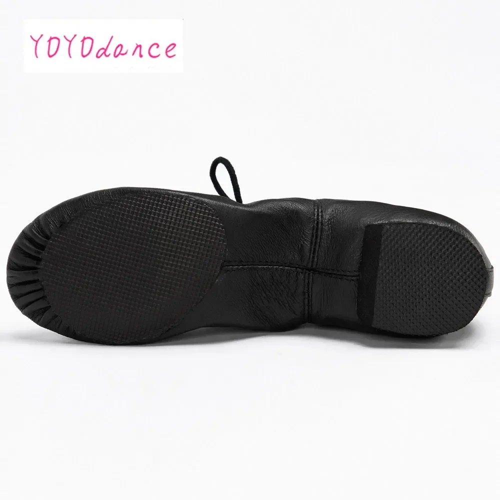 Black Tan Lace Up Geniune Pig Leather Dancing Shoe From Children to Adult Quality Oxford Jazz Dance Shoes 6