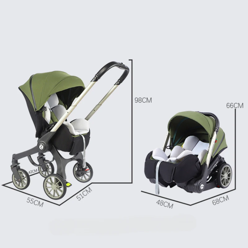 Portable 4-in-1 Baby Stroller Foldable Baby Car Seat Multifunctional Two-way Children's Stroller Foldable Travel Pram