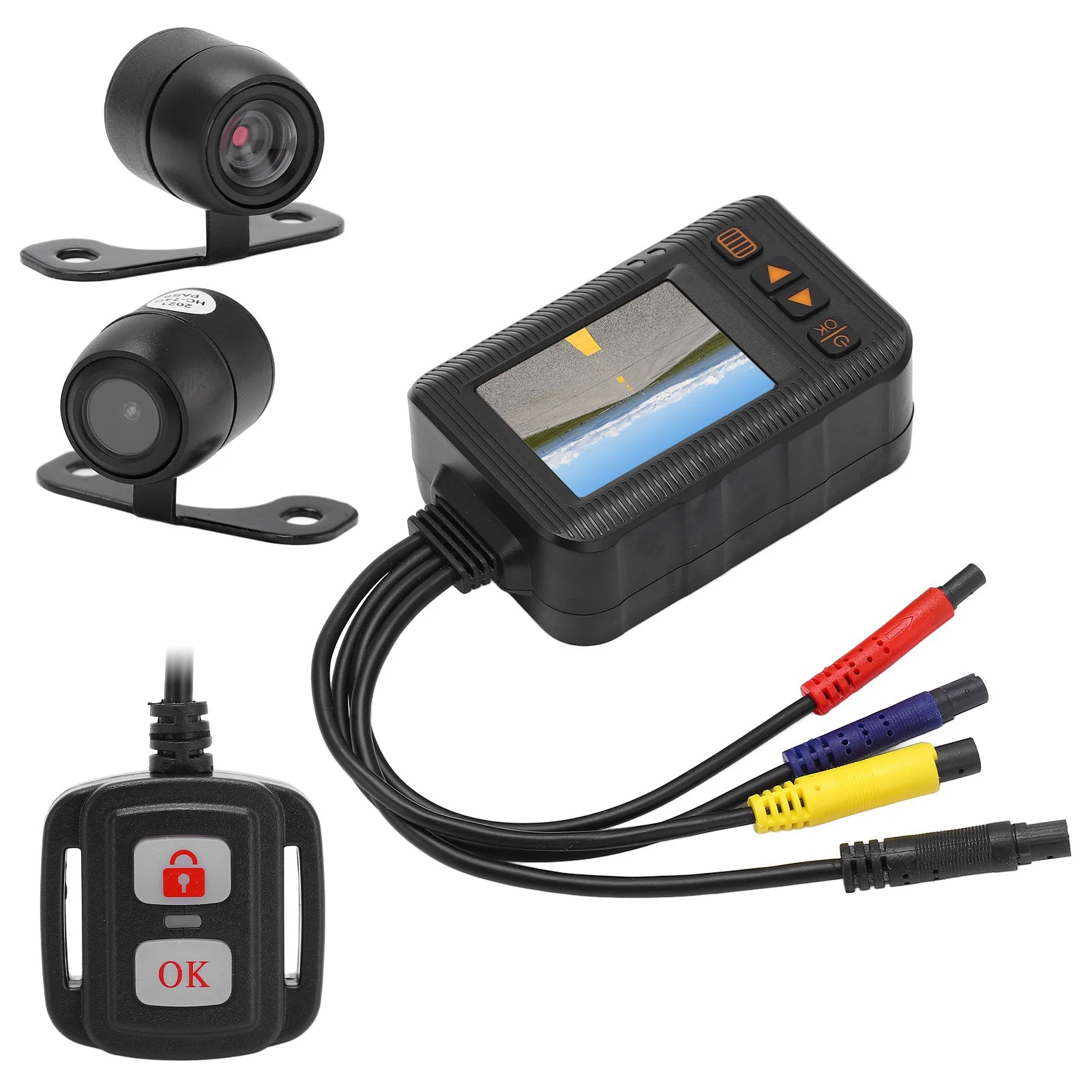 2in Motorcycle Driving Recorder 1080P+720P HD Lens Waterproof DVR Dash Cam Loop Recording