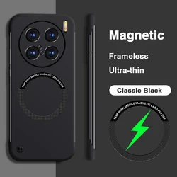 Sleek Frameless Magnetic Phone Case with Wireless Charging Capability, Hard Back Cover for Vivo X100s (Classic Black)
