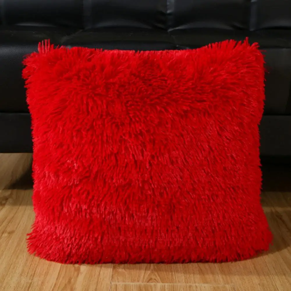 Cushion Fluffy Soft Cover Pillow Case Warm Throw Home Bed Sofa Car Decoration Faux Fur Plush Cushion Cover Sofa Decor 43*43 cm