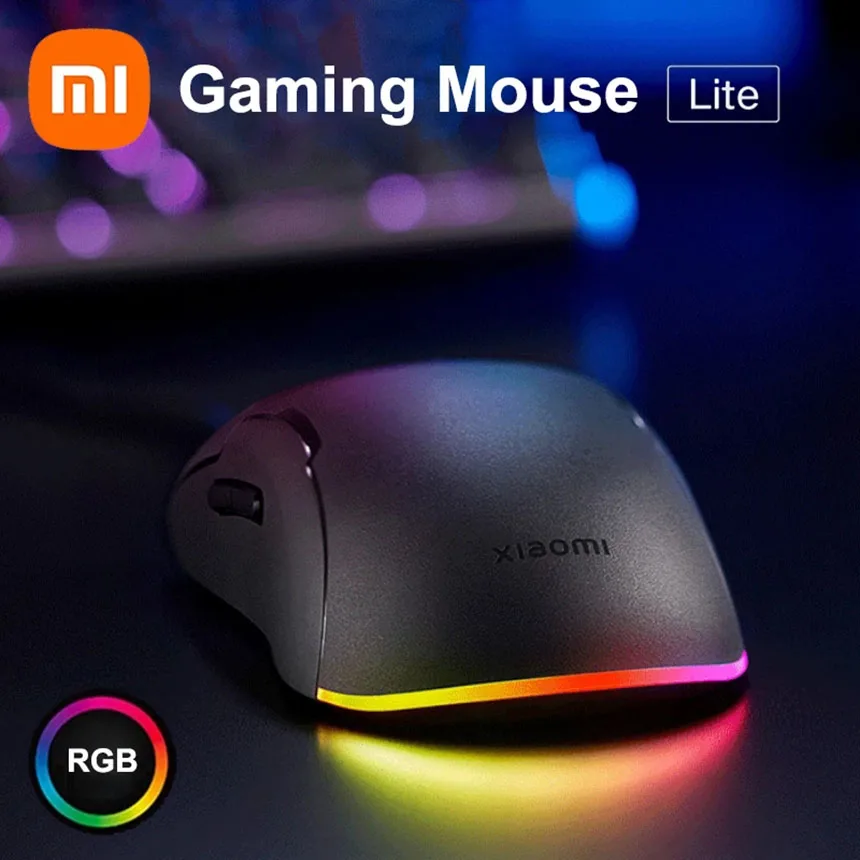 Xiaomi Game Mouse Lite com Luz Rgb Cinco Engrenagens Ajustadas 80 Milhões de Hits Ttc Micro Move 220 Ips