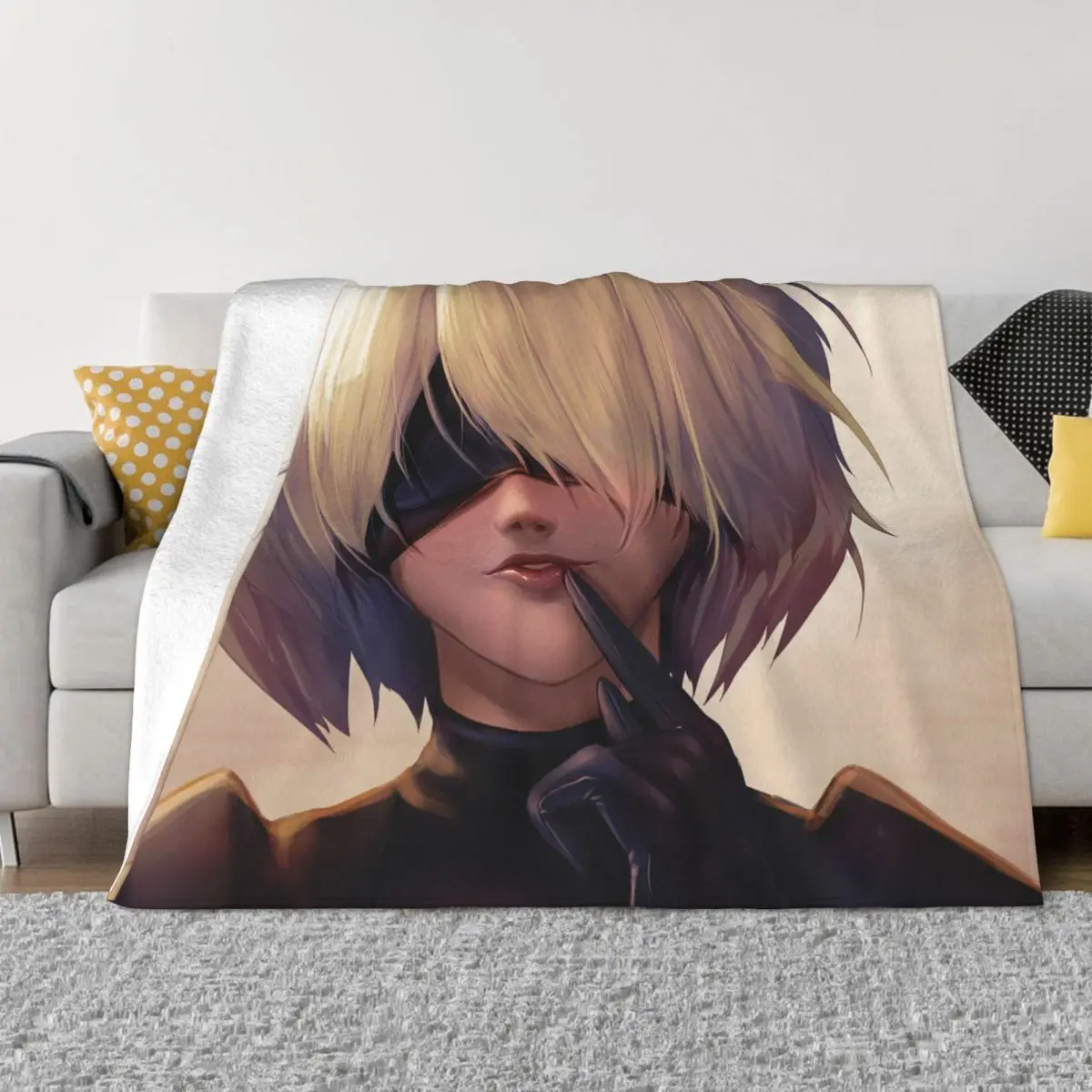 

2B Сексуальное Женское вязаное одеяло NieR Automata игровое шерстяное покрывало s спальня диван персонализированное мягкое теплое покрывало