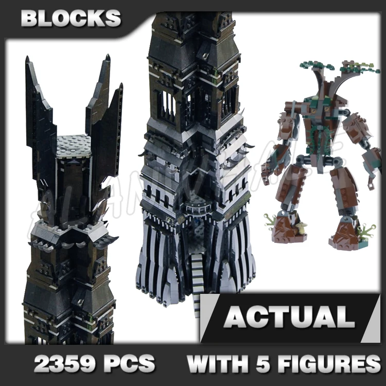 

2359pcs Rings Tower of Orthanc Black Magical Throne Room Ent Tree Orc Pitmaster 18010 Building Blocks Toys Compatible With Model