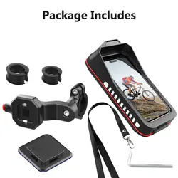 Waterproof Bike & Motorcycle Phone Holder with Handlebar Base and Touchscreen (Black)