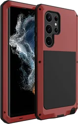 Metal Doom Armor Heavy Duty Shockproof Phone Case - Galaxy S22 (Red)