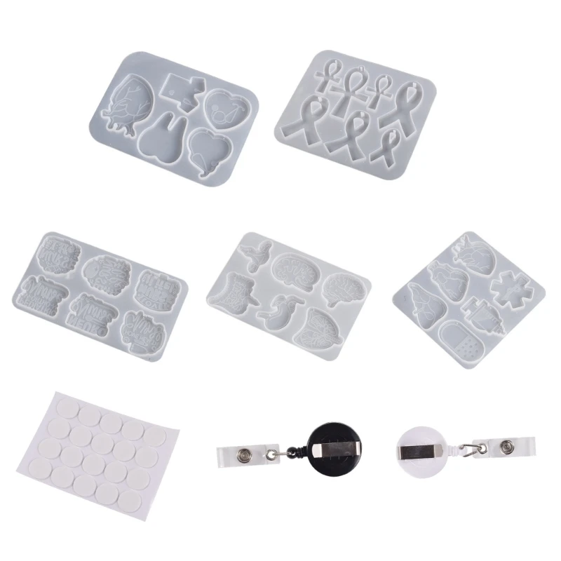 BABORUI - Moldes De Resina Para Insignia, 5 Unidades, Carrete De Insignia Con Te