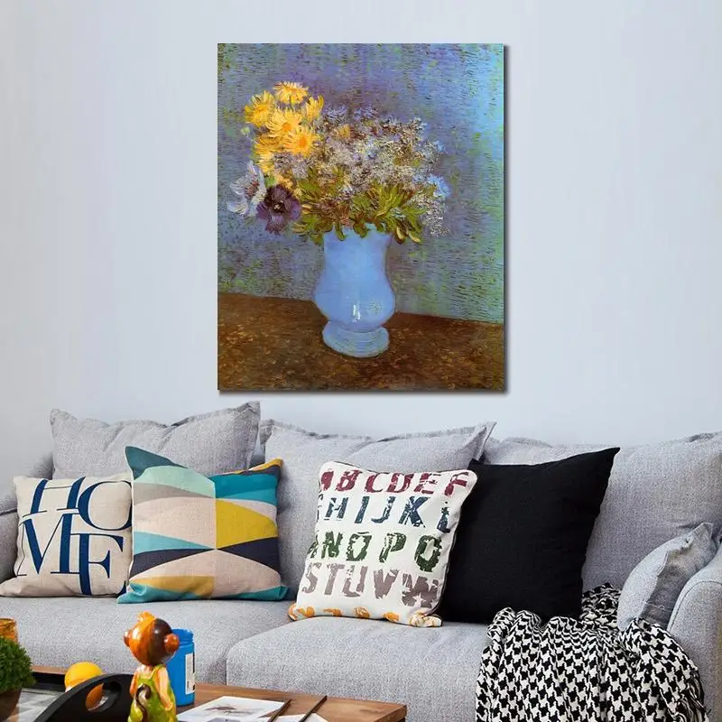 

Vase with Lilacs Daisies and Anemones Vincent Van Gogh Famous Paintings Oil Canvas Reproduction High Quality Hand Painted