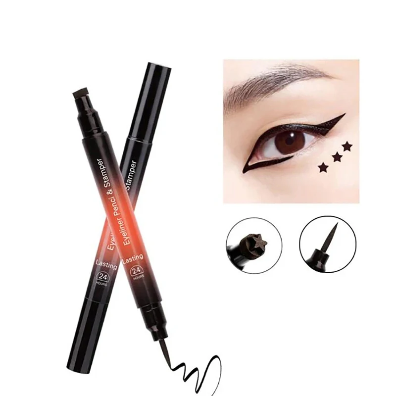 

2 In 1 Double Head Waterproof Eeyeliner Long Lasting Black Eyeliner No Blooming Eye Liner Pen Eye Makeup Tool Easy to Wear