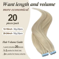 MRSHAIR-Extensions de Cheveux Humains Blonds, Sans Couture, 4x0.8cm, Trame de Peau PU, 12 à 24 Pouces, 20 Pièces 2