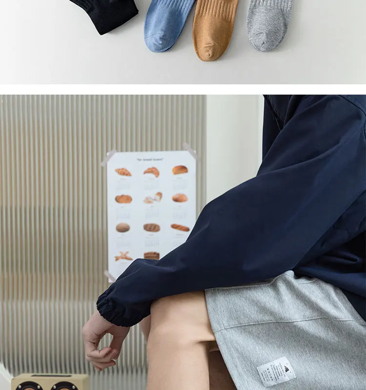 5 Pairs/Lot Men's Solid Color Socks Black White Business Casual Simple Versatile Breathable Cotton Sports Mesh Short Socks