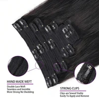 Extensions à clips sans couture, cheveux humains lisses, brésiliens, Remy, naturels, doux, 8 pièces, 120 g, extensions à clips en cheveux humains 3
