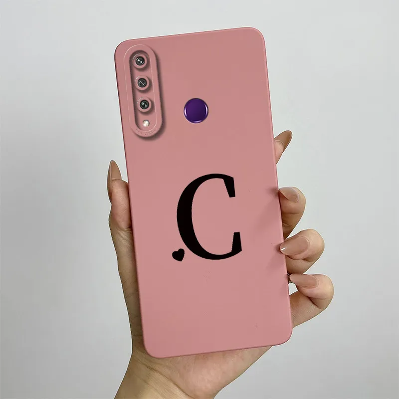 Cute Initial Letters Square Phone Case - Shockproof Back Cover