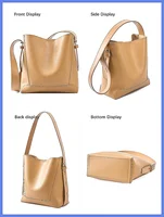 2026 Trendy Two-Layer Cow Leather Tote Bag, Large Capacity Bucket Shopper for Women handbags for women 2026 designer luxury - Image 4