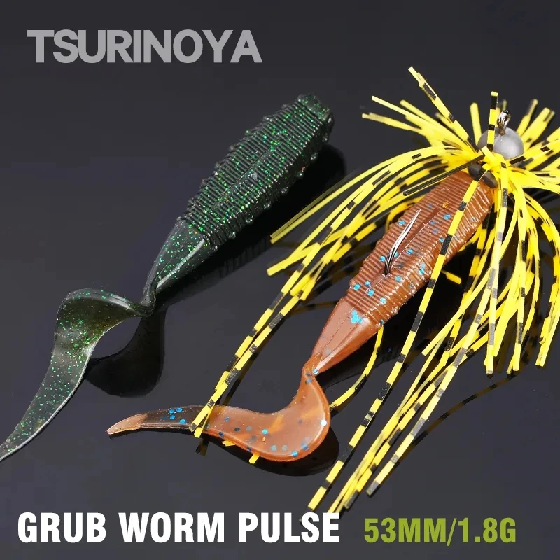 Tsurinoya Coda Arricciata Soft Worm Pulse 53Mm 1.8G 14Pcs Long Curl Tail Grub Predator Fishing Lure Pike Bass Perch Lure