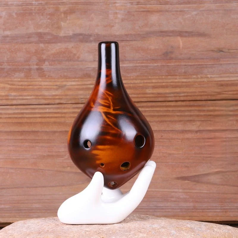 6 Hole Small Size Ocarina Strawfire Ceramic Alto C Tone Key Flute Glaze Chinese Tao Professional Musical Instrument Beginner
