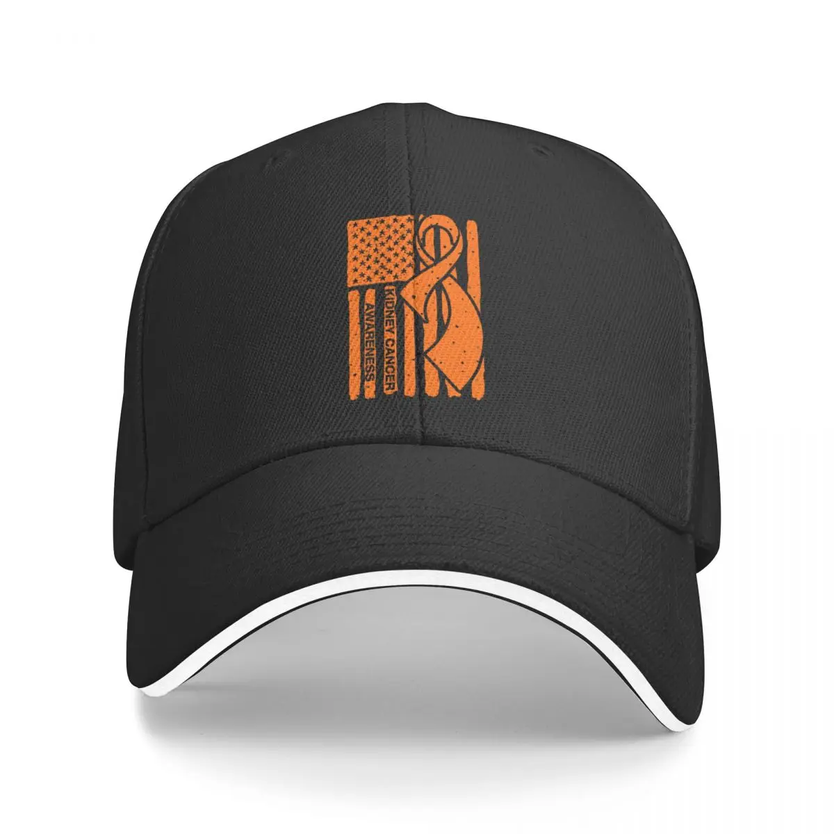 

Kidney Cancer Awareness Ribbon American Flag Baseball Cap Kids Hat cute For Man Women's