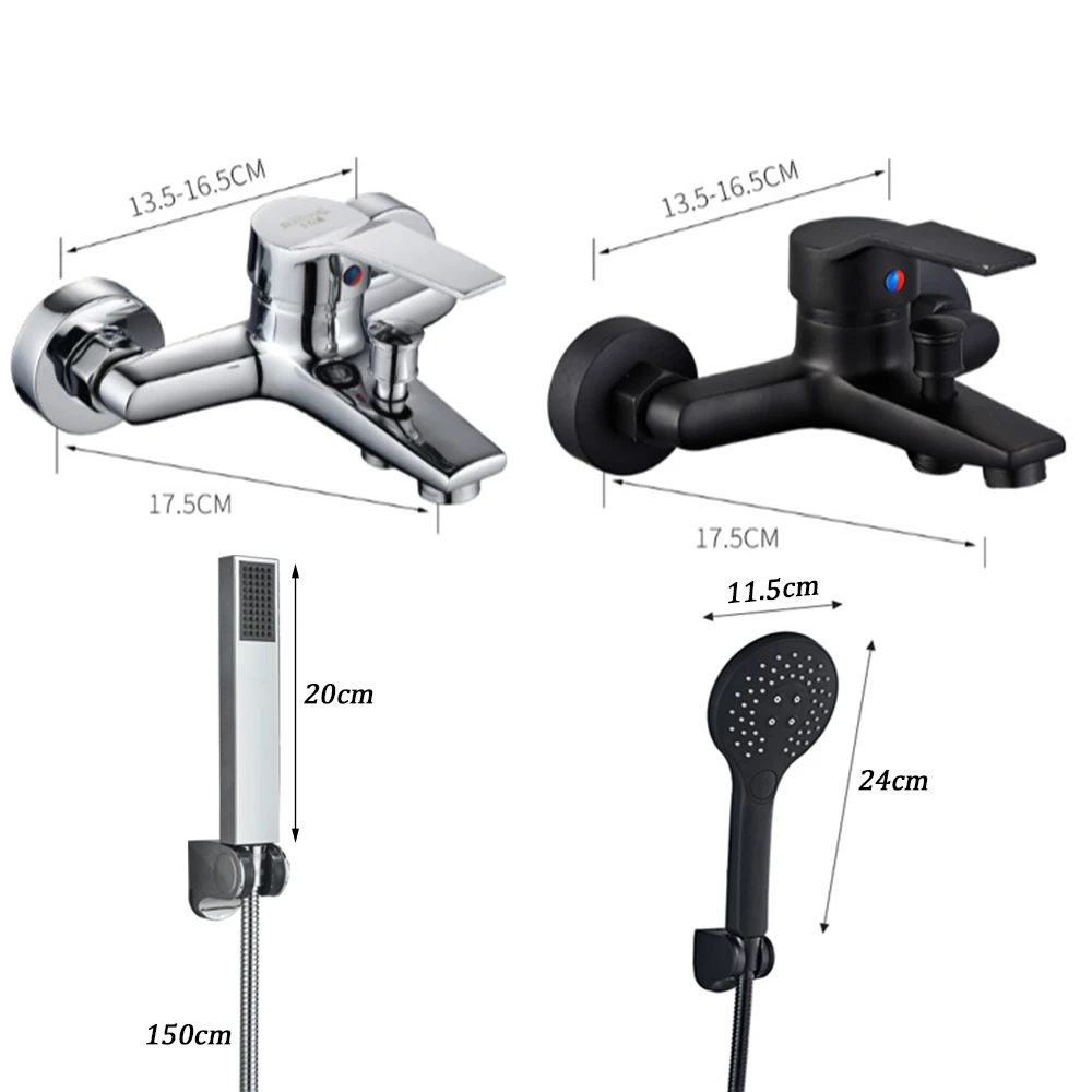 onyzpily Brushed Gold Bath Shower Faucet Bathroom Hot Cold Water Mixer Tap Black/Chrome Bathtub Wall Mounted Control Valve Taps 6