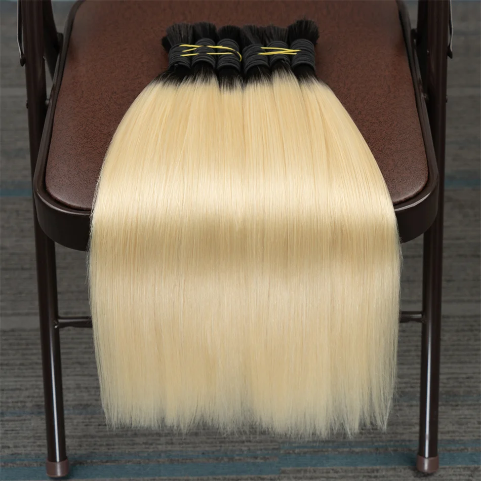 Ombre Straight Bulk Braiding Hair 100% Brazilian Virgin Remy Human Hair Extensions 613 Blonde Color Natural Piece human hair extensions