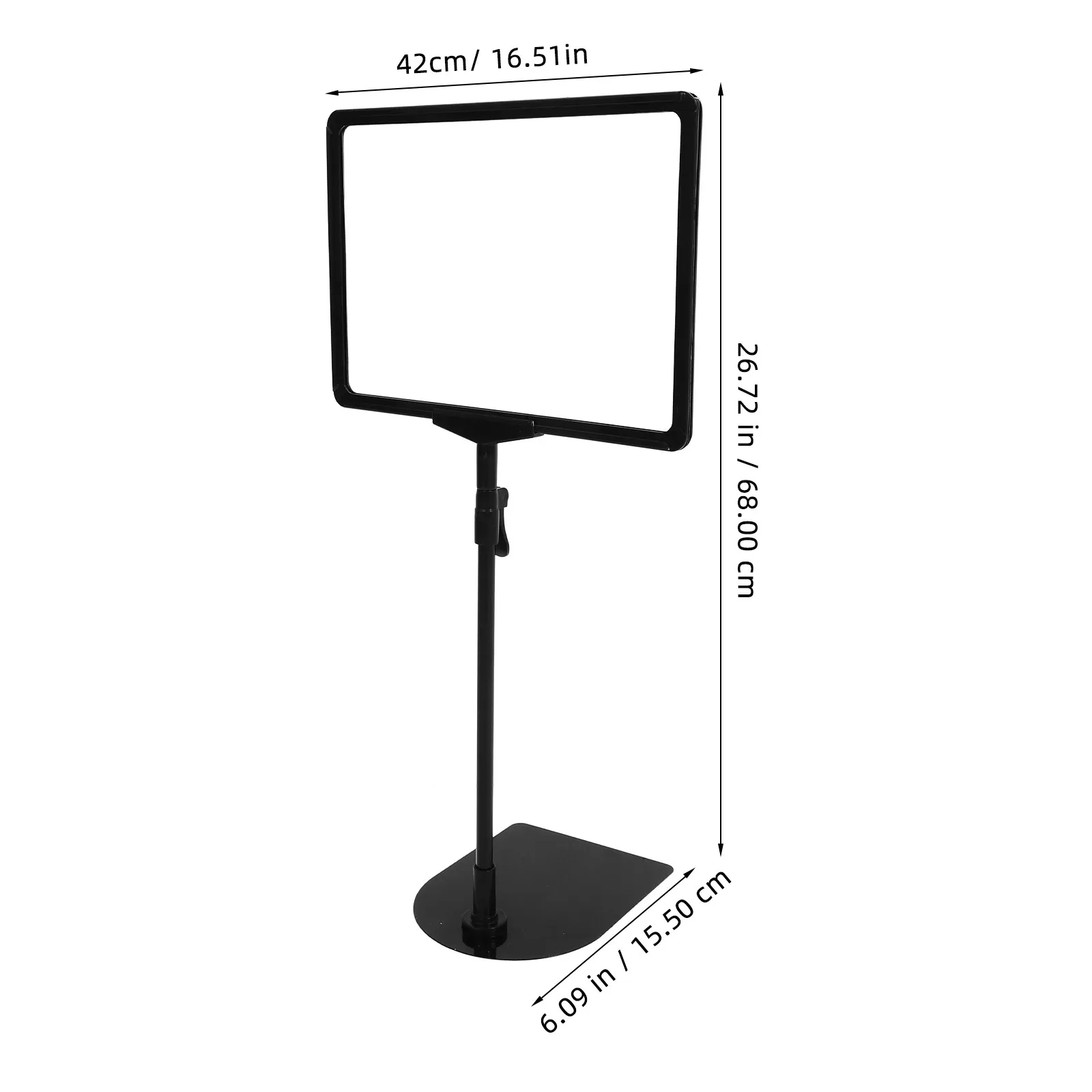 세련된 조절식 포스터 스탠드, 스테인리스 스틸 소재, 가로/세로 디스플레이 옵션, 바닥 거치형 포스터 홀더 스탠드