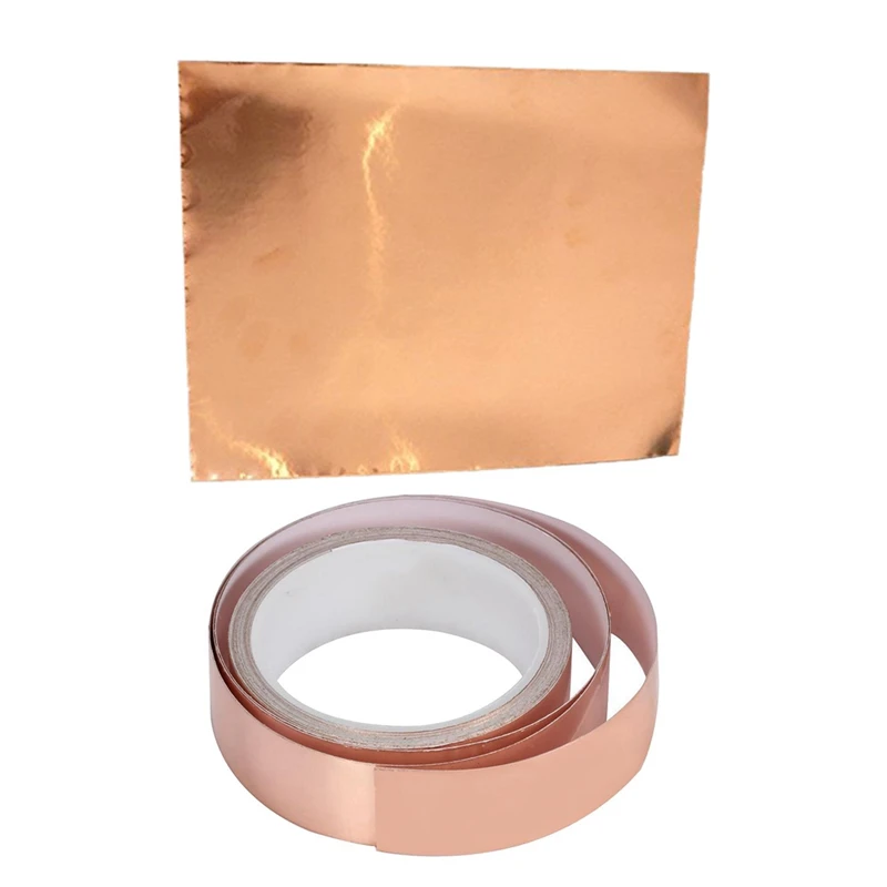 

30Mm X10M Copper Foil Tape Adhesive EMI Shielding Guitar Slug Snail Barrier Tool With Multi Purpose 22.5X30cm Self-Adhesive Guit