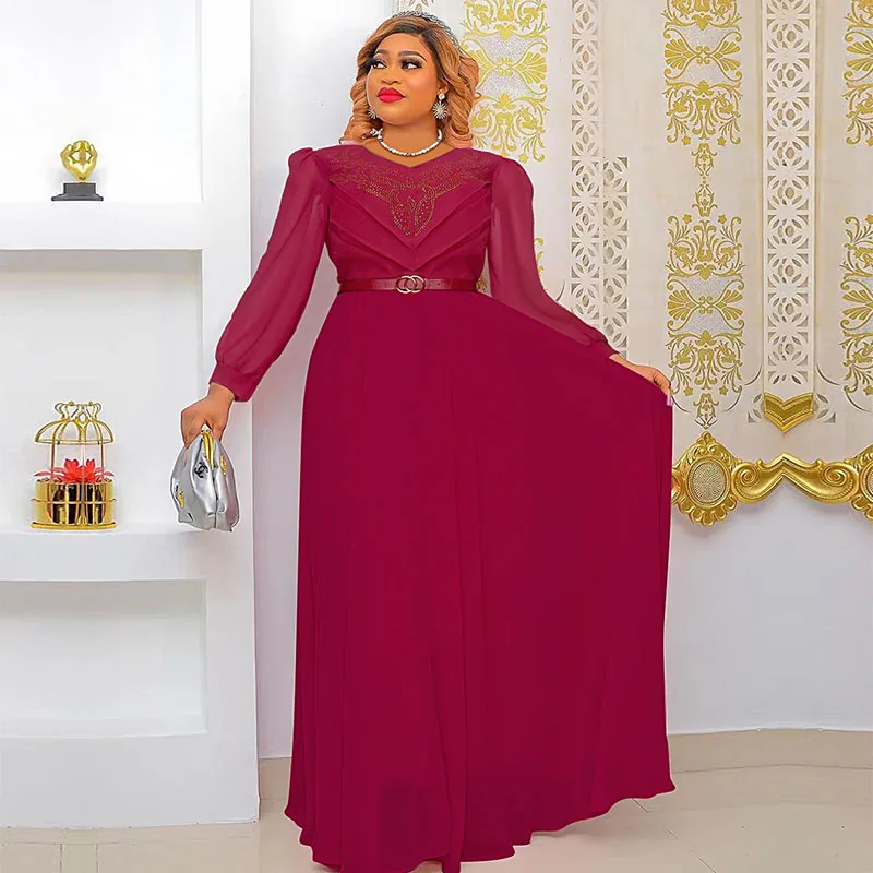 

African Long Dresses For Women African Clothes Fashion Muslim Dashiki Robe Africaine Ladies Clothing Ankara Chiffon Maxi Dress