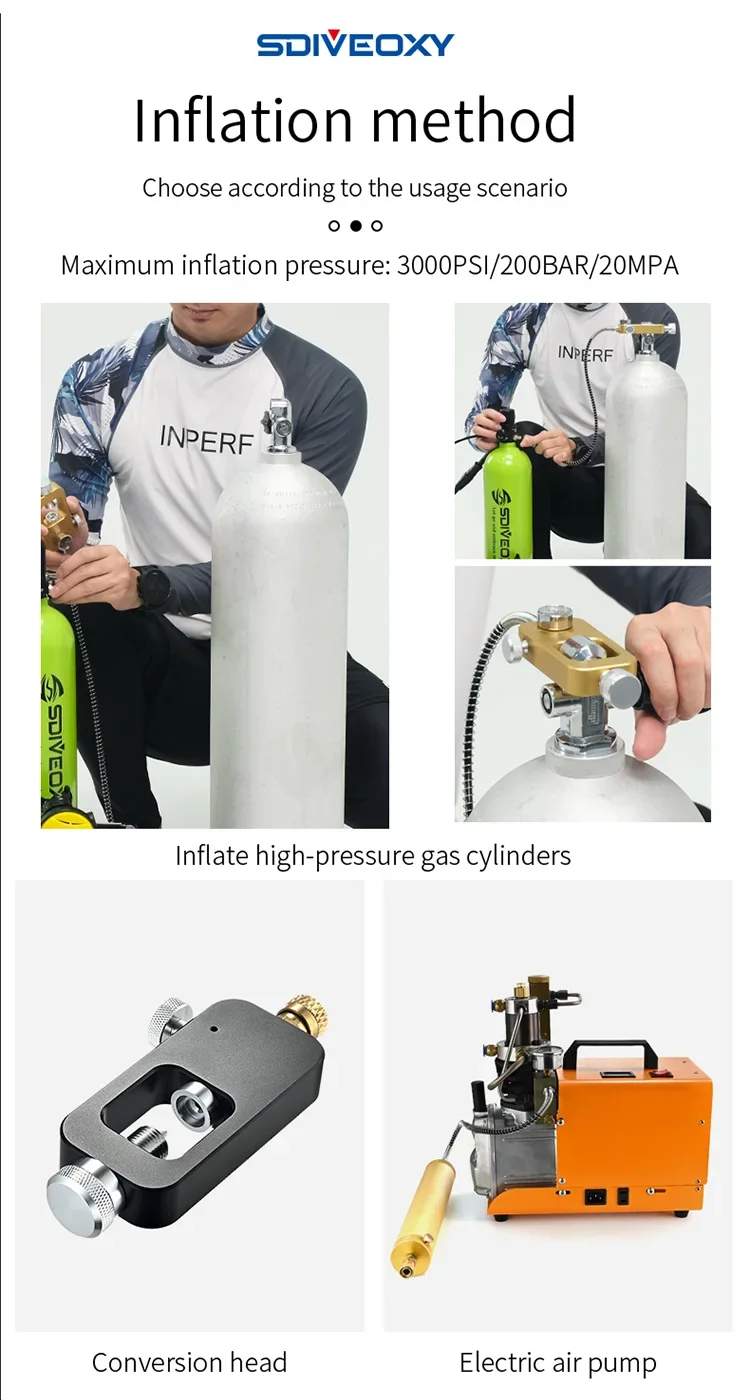 Scuba Diving Tank Portable 2L Diving Tube Oxygen for Underwater Exploration Emer