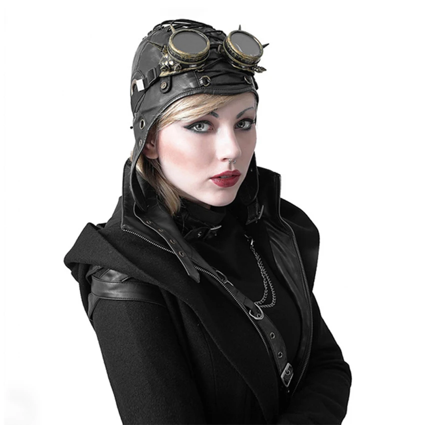 Steampunk Pilot Aviator Cap Bomber Hats Fighter Cosplay