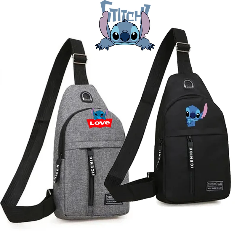 Disney Stitch Cartoon Multifunctional Chest Bag Men's Trend Shoulder Bags Sports Versatile Shoulder Crossbody Bag Messengers Bag tc0172 outdoor sports multifunctional jpc cpc 6094 vest abdominal bag chest hanging sundry bag