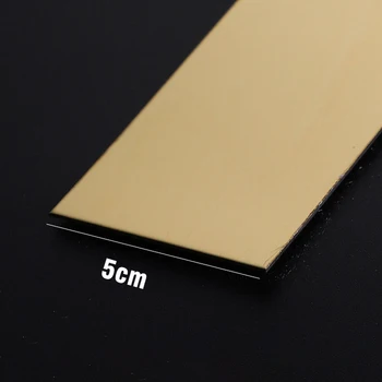 5/10 เมตรสติ๊กเกอร์ติดผนังสแตนเลสสตีลแบน Self Adhesive ห้องนั่งเล่นตกแต่งกระจกสําหรับ Home Wall EDGE Strip 35