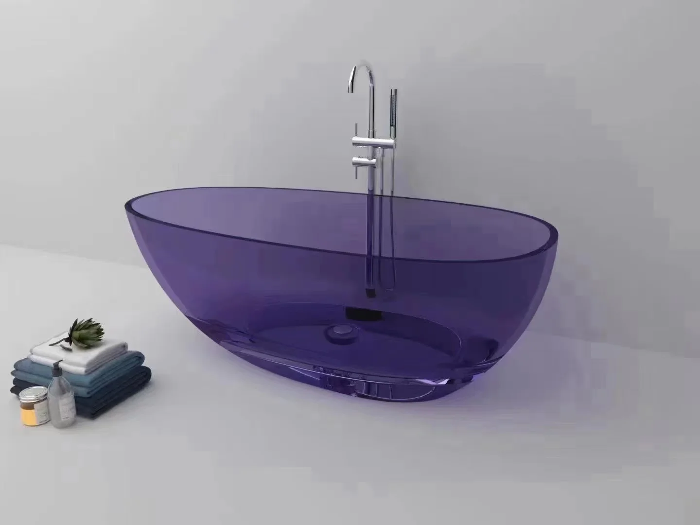 1600x800x540mm New Design Resin Freestanding Bathtub Online Celebrity Colored Transparent Muti-Sized Tub RS1005A 3