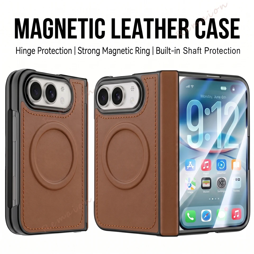 DUO Leather Magnetic Phone Case - Magsafe Compatible, Wireless Charging, Shockproof Protector Cover