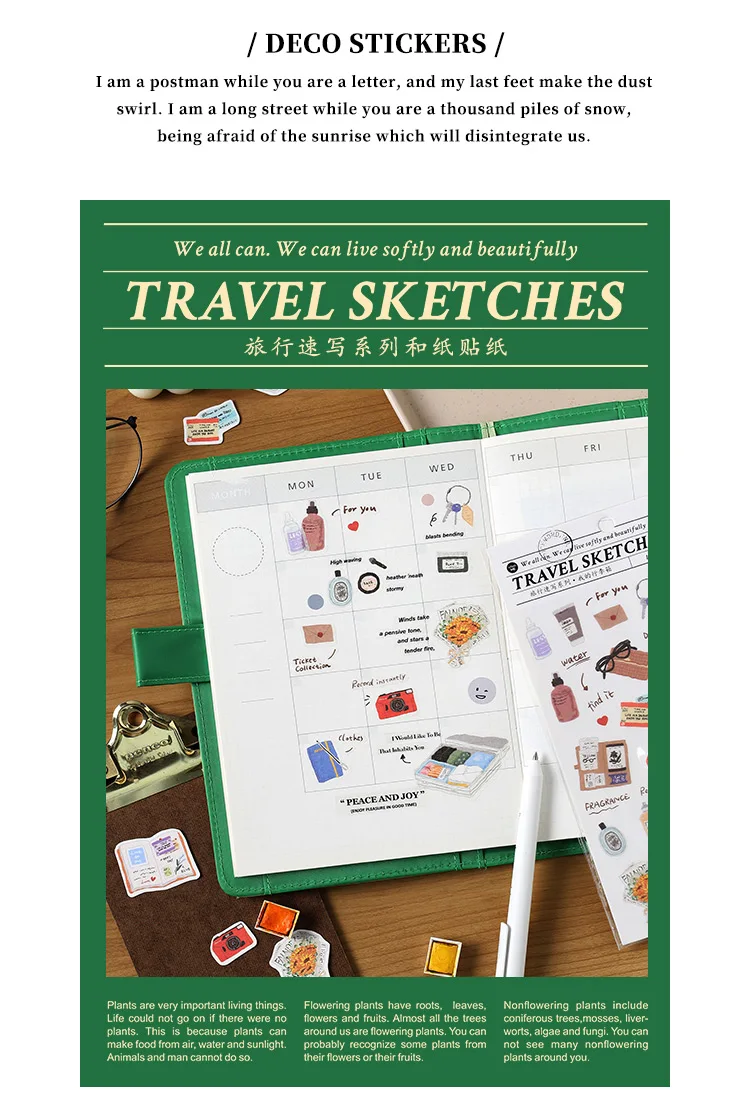 1 teil/los Kawaii Sammelalbum Aufkleber Kennzeichnung Tourismus Skizzen Scrapbooking Liefert Planer Dekorative Handwerk Schreibwaren Aufkleber – Detail 2