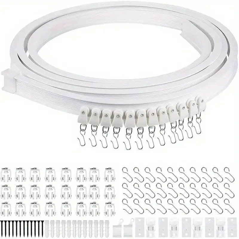 Curtain Rod 1-5m aluminum-plastic shower curtain track flexible ceiling installation with hooks for room dividers & bathrooms