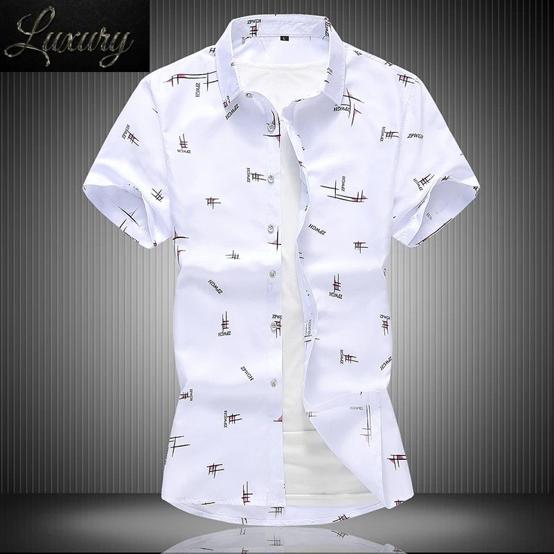 

2023 summer Brand Men Short sleeve shirts letter printed casual Business male Shirts Camisas masculina Plus Size 5XL 6XL 7XL
