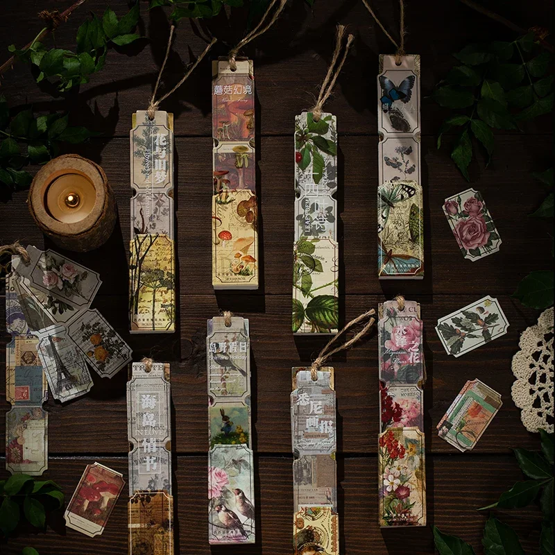 Decorative Stickers 40pcs/lot Plant Flower Bird Ticket Paper Vintage