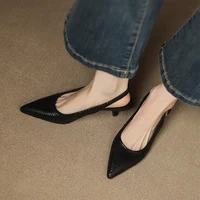 Nouvelles sandales d'été 2026 à bout pointu en cuir véritable pour femmes, chaussures gladiateur faites à la main à talon aiguille 6