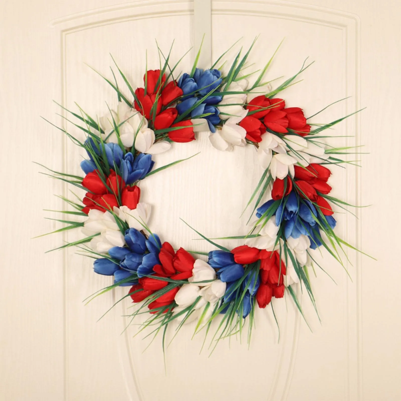 July 4th Wreath Patriotic Americana Wreath Boxwood Memorial Day Wreath Festival Garland Decoration Front Hobby Lobby