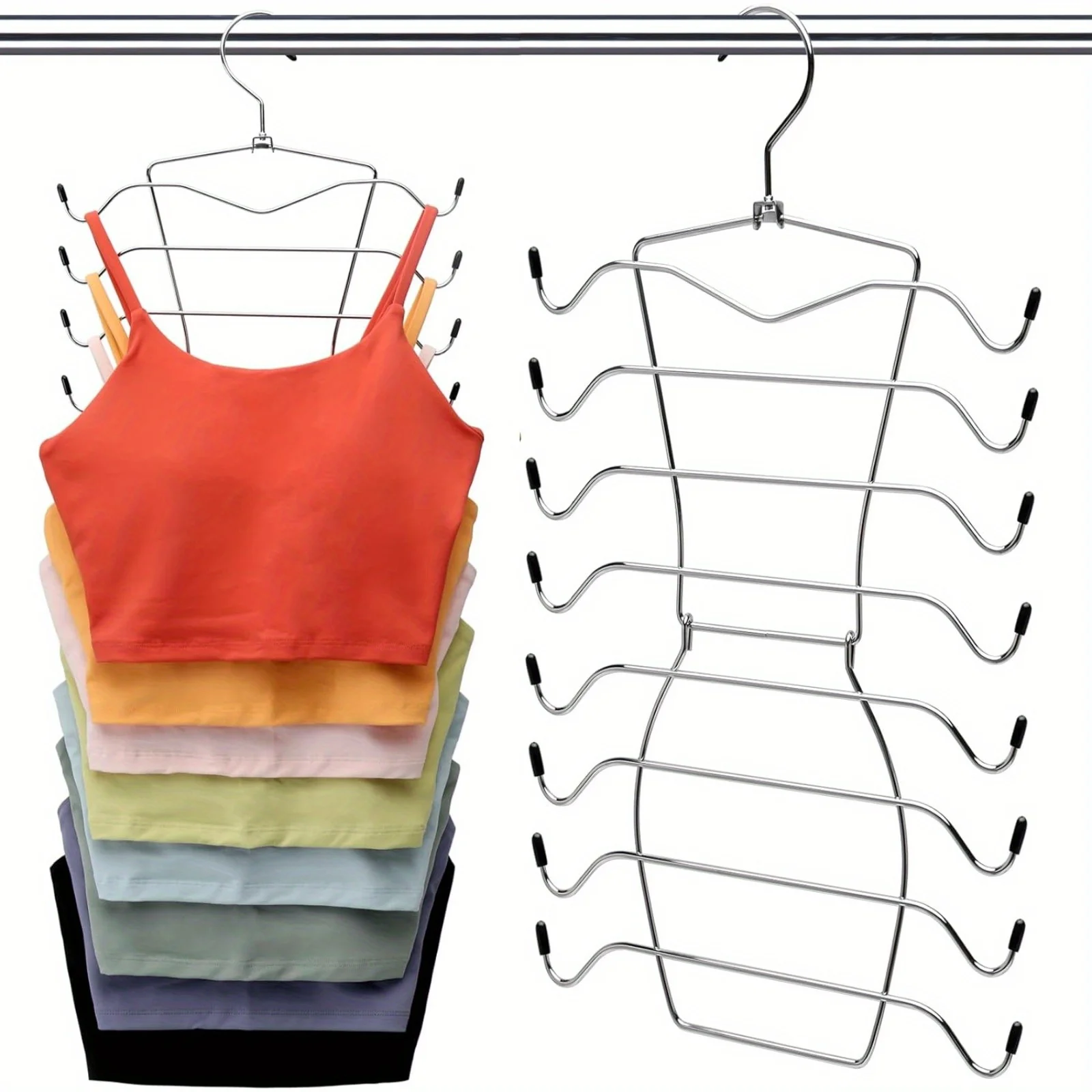 2-in-1 stainless steel wardrobe rack 8-story vest hanger underwear rack foldable essentials for college girls' dormitories