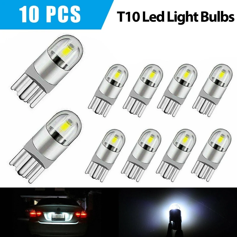 6000K Canbus T10 168 194 W5W Dome License Side Marker LED Light Bulb 10Pcs