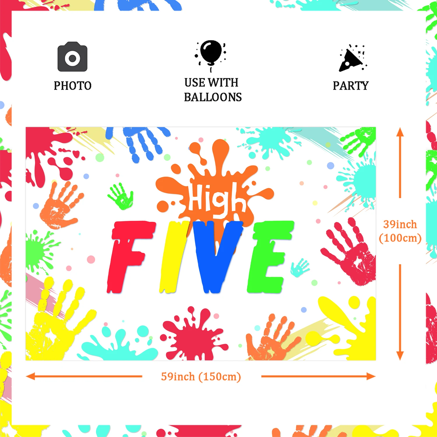 Funmemoir "High Five" Geburtstagsbanner – Blaues 5. Geburtstag Yard Banner, 300x50 Cm, Mit Aufhängung