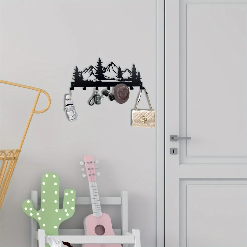 Fashionable Metal Key Hook Rack - Easy Install Wall Mount Organizer for Keys, Coats, Towels and Purses - Bathroom Accessory 3